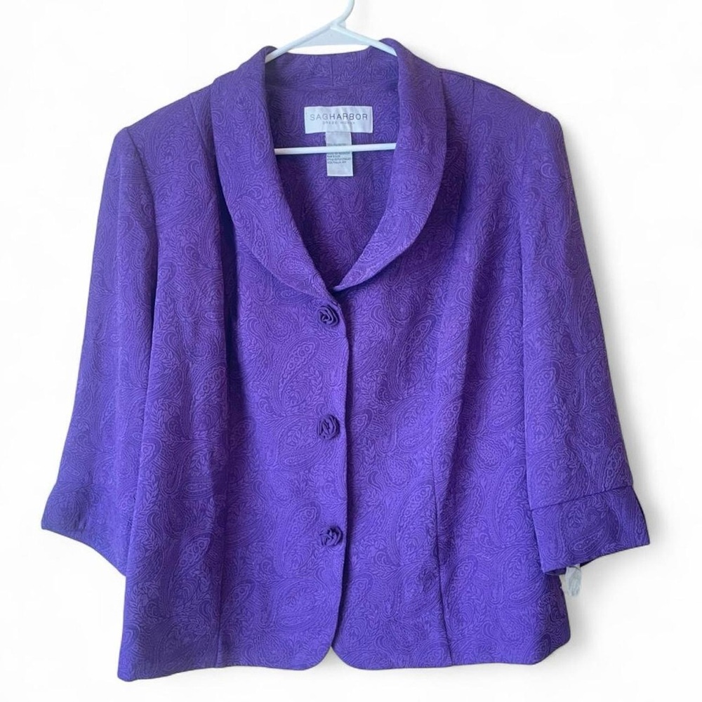 Sag Harbor Women's Rich Purple Paisley Blazer
